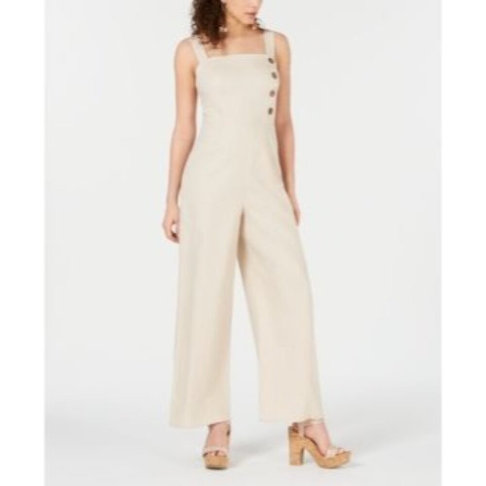Fishbowl Womens Beige Sleeveless Square Neck‎ Wide Leg Jumpsuit Juniors 5 NWT